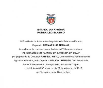 Bloco da Agricultura Familiar realiza Audiência Pública sobre o Plantio da Safrinha da Soja