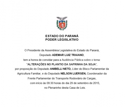 Bloco da Agricultura Familiar realiza Audiência Pública sobre o Plantio da Safrinha da Soja