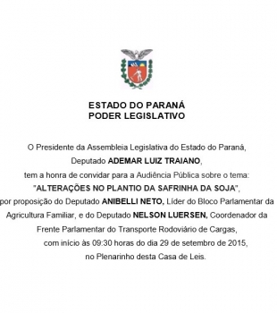 Bloco da Agricultura Familiar realiza Audiência Pública sobre o Plantio da Safrinha da Soja