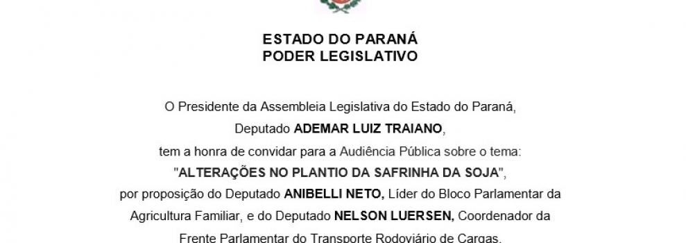 Bloco da Agricultura Familiar realiza Audiência Pública sobre o Plantio da Safrinha da Soja