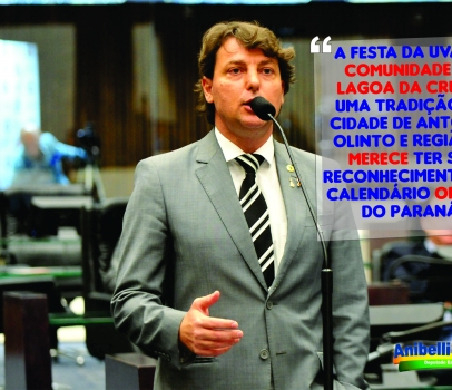 Tradicional Festa da Uva da Lagoa da Cruz no município de Antônio Olinto deve entrar no Calendário Oficial do Estado do Paraná, por iniciativa do deputado Anibelli Neto.