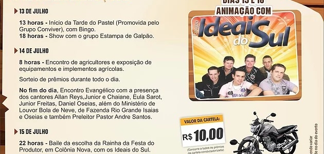 Participe da 1ª Festa do Produtor Rural em Agudos do Sul