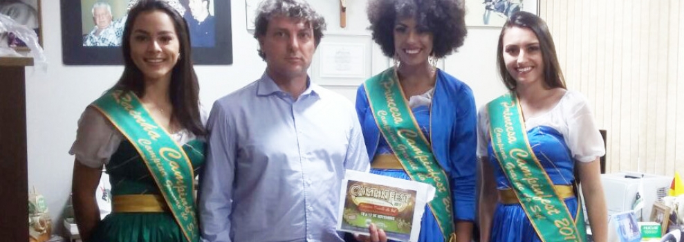 Rainha e Princesas de Campina Grande do Sul convidam o deputado Anibelli Neto para a Campinfest 2017.