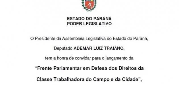 Frente Parlamentar em Defesa dos Trabalhadores realizará Evento de Lançamento